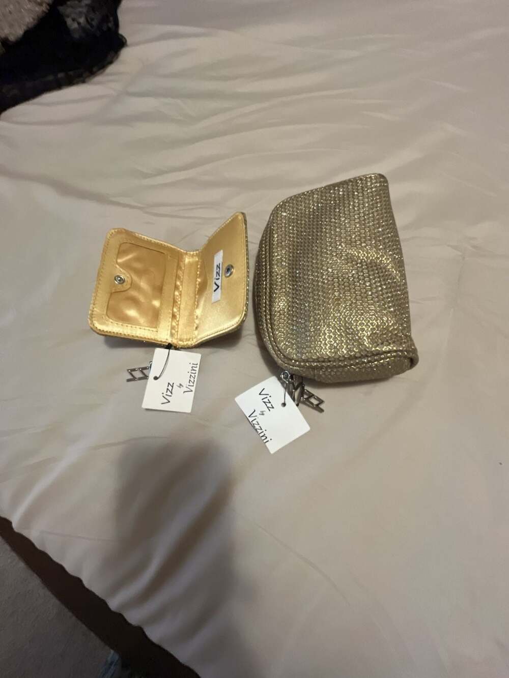 Vizz by Vizzini Gold Rhinestone Purse And Wallet Set